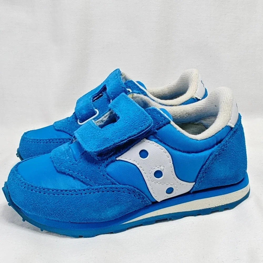 Saucony Baby Jazz H&L Sneakers Blue Suede Nylon Hook Loop 5.5M New